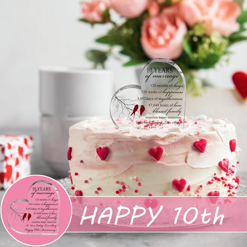 10 Year Anniversary Acrylic Heart Table Centerpiece